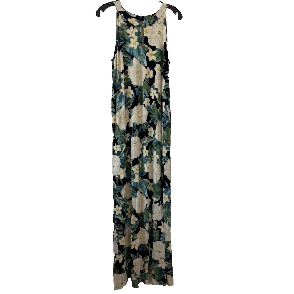 J Jill Maxi Dress Women's M Tall Floral Sleeveless Split Sides Stretchy Boho EUC